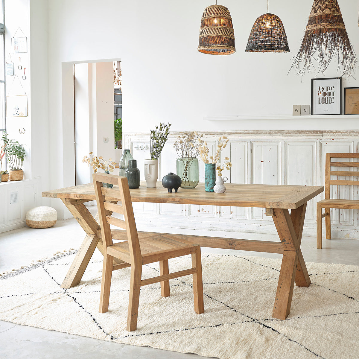 CARGO - Mesa de teca maciza reciclada para 8 pers.