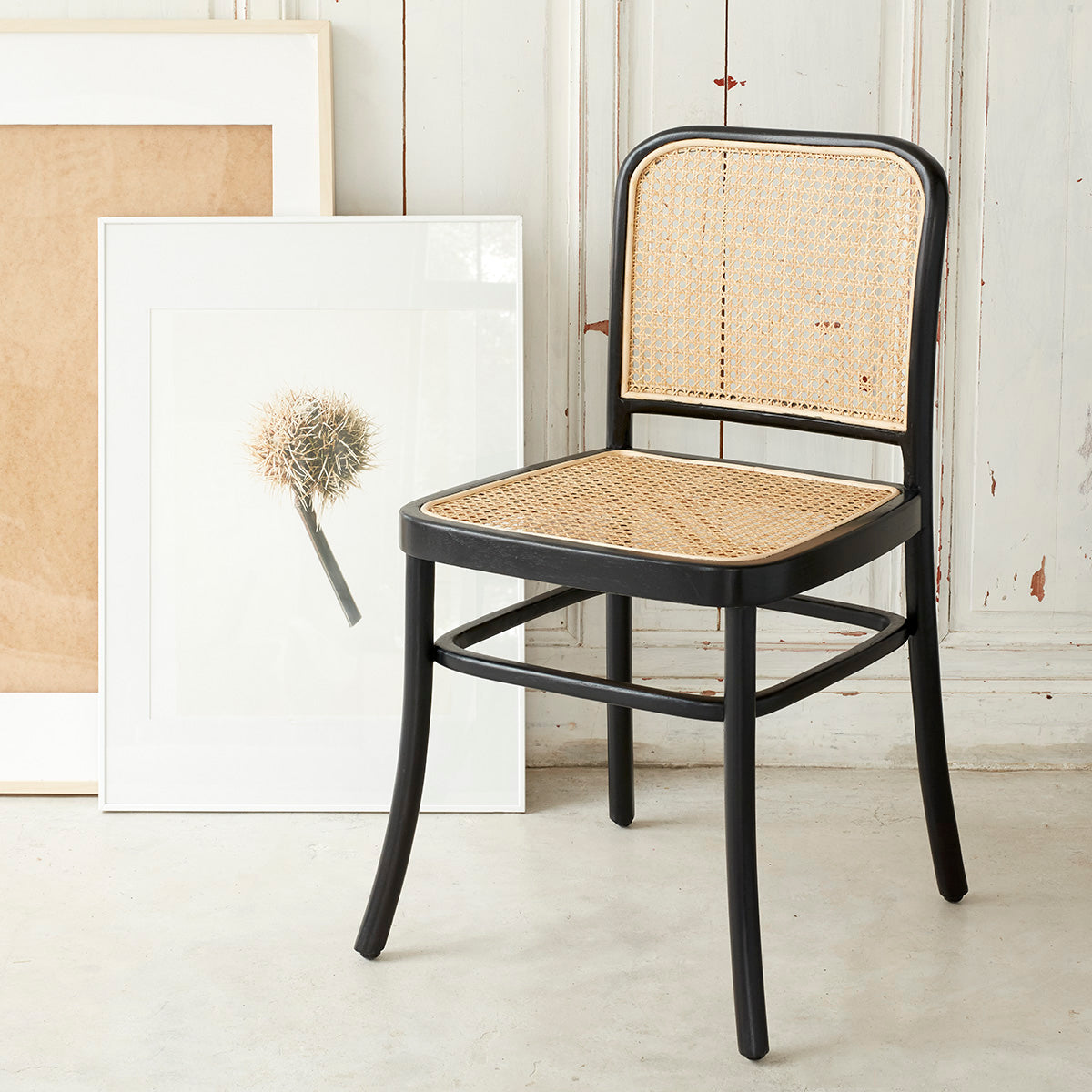 ARON - Silla de caoba maciza y rejilla