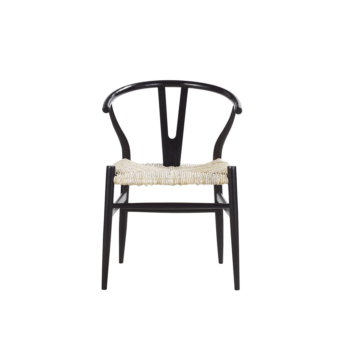 CAMILLE - Silla de mindi macizo negra y cuerda natural