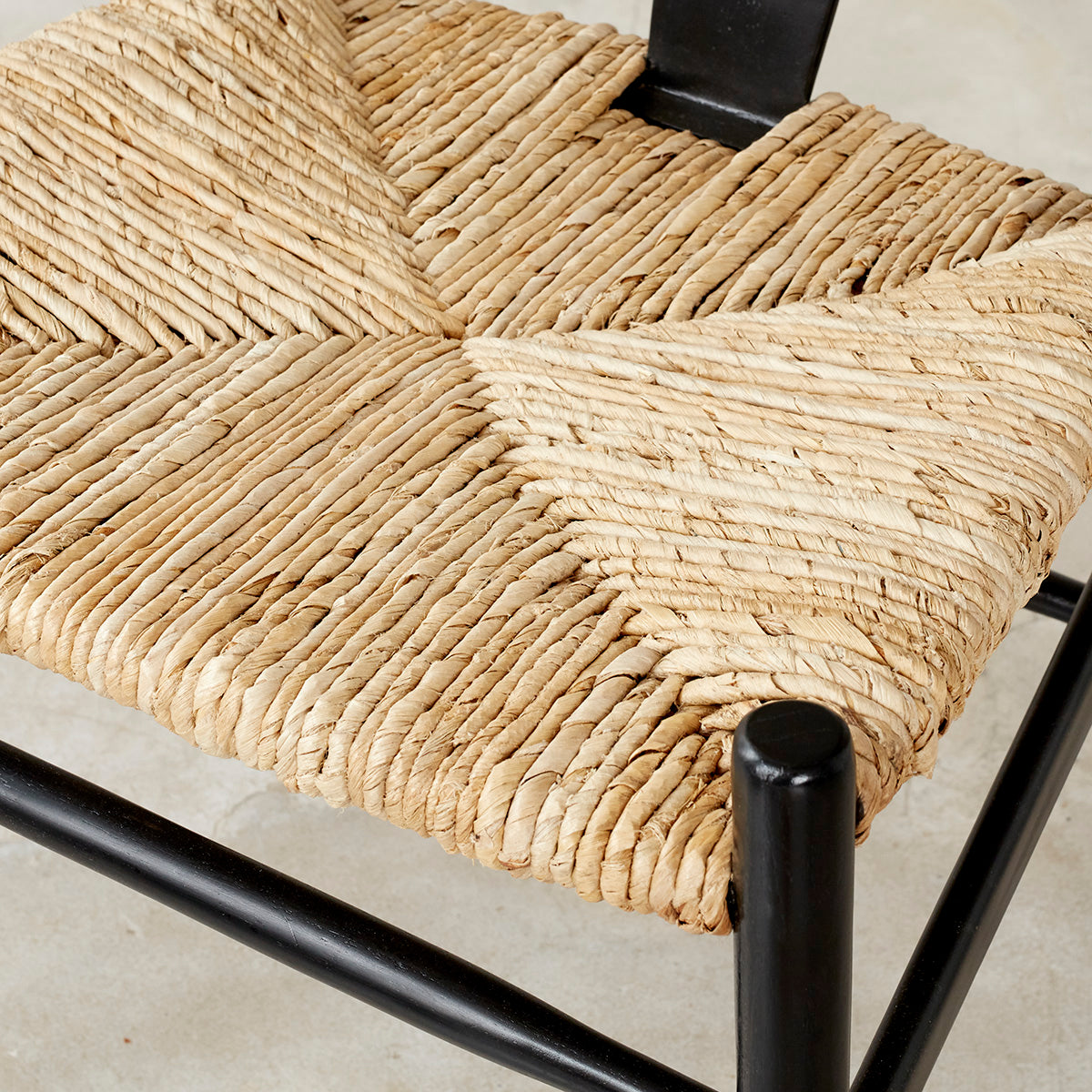 CAMILLE - Lote de 2 sillas de mindi macizo negras y cuerda natural