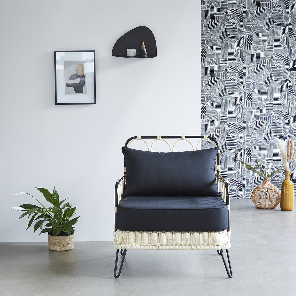 ALBANE - Sillón de ratán y metal