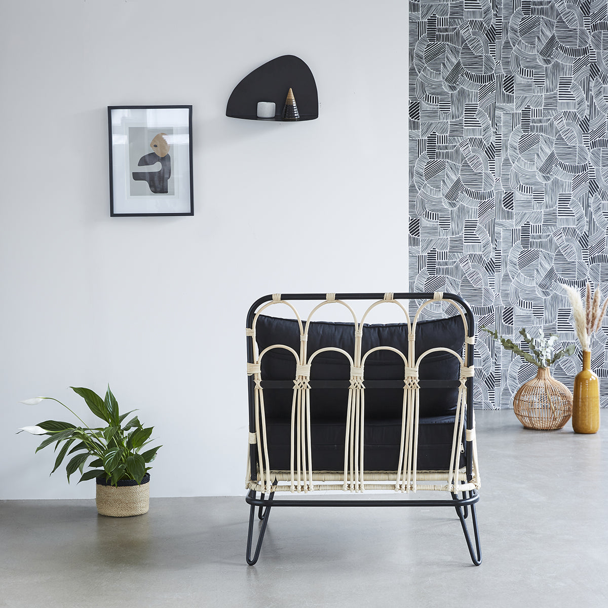 ALBANE - Sillón de ratán y metal