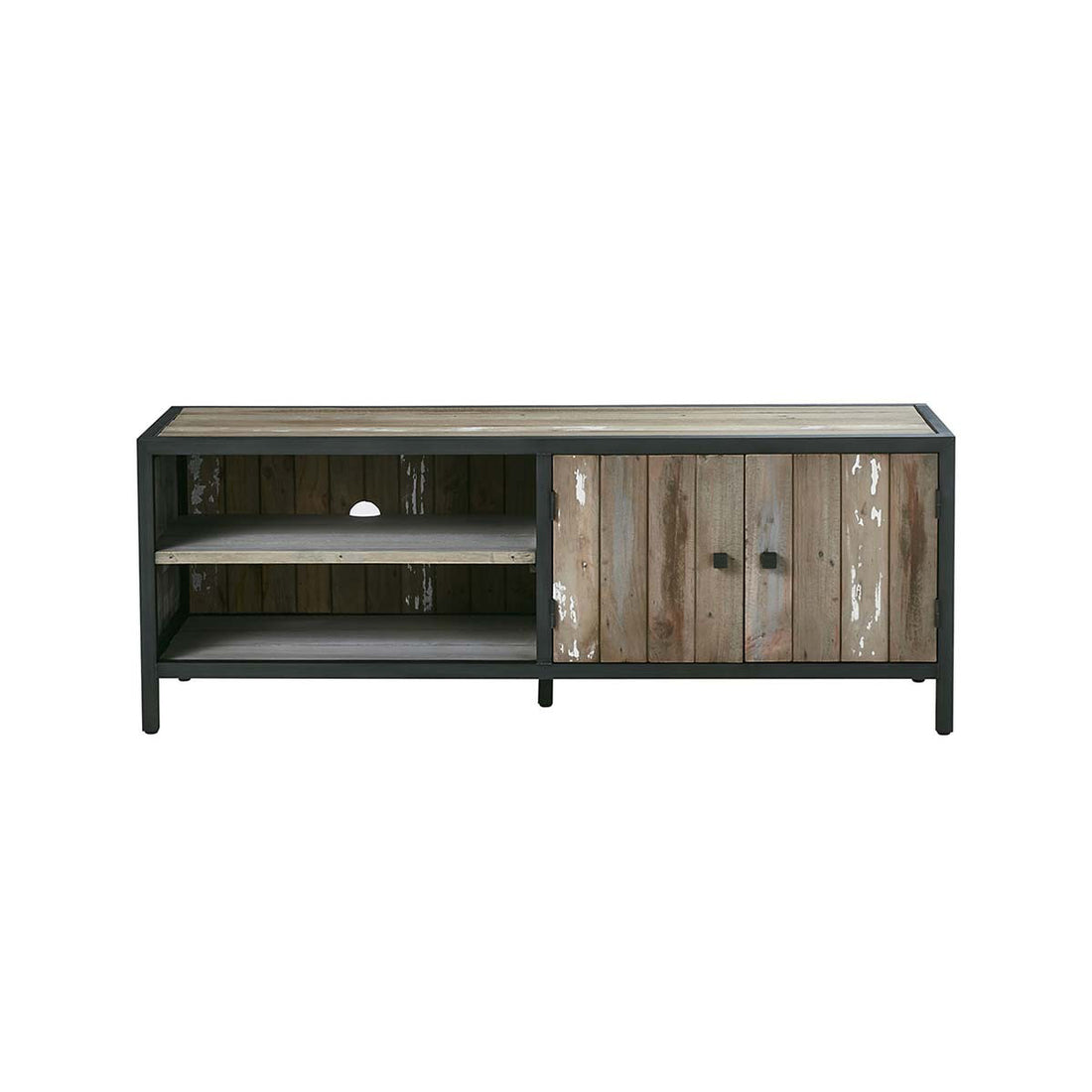 INDUS - Mueble de TV de madera maciza reciclada y metal 150 cm