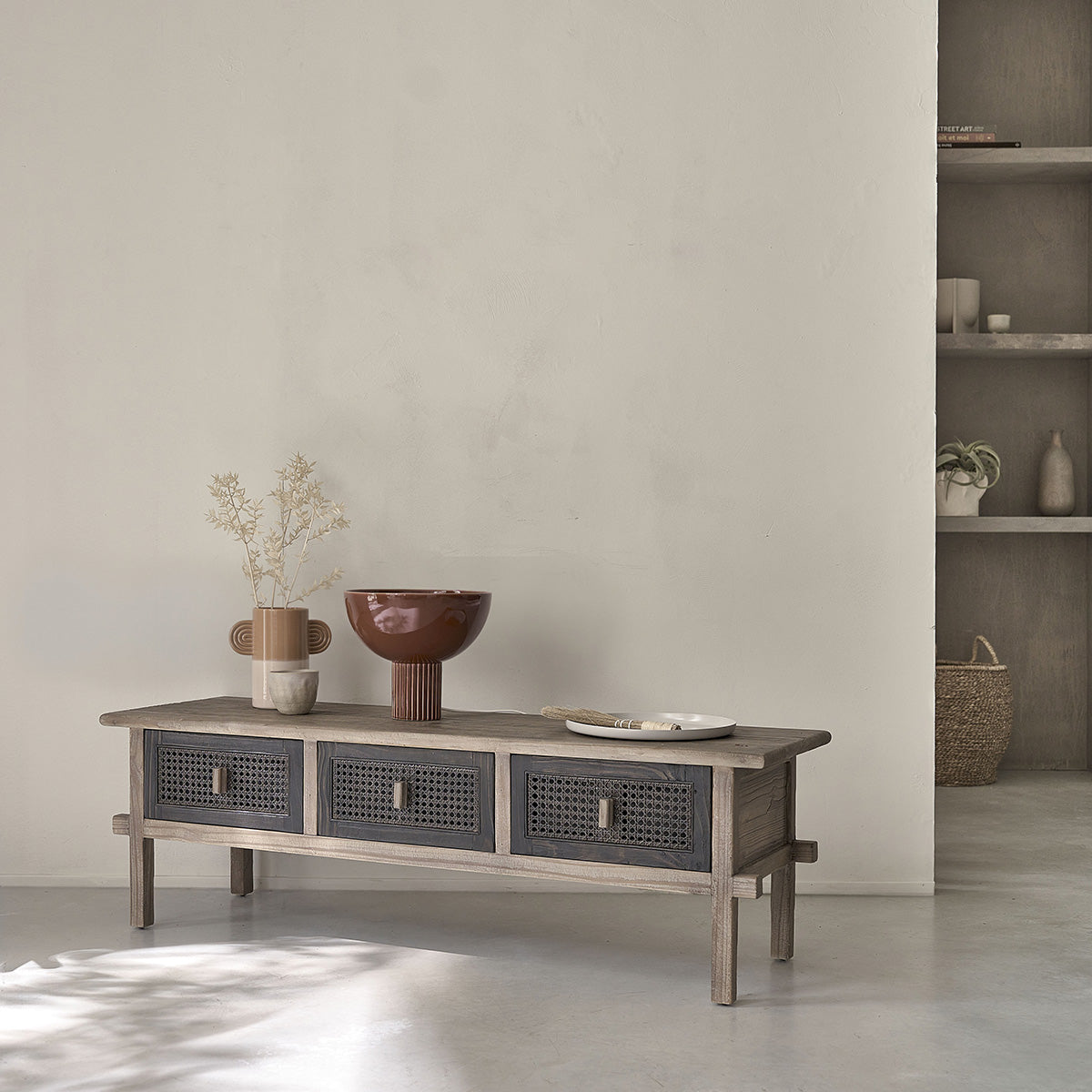 JUNKO - Mueble de TV de madera maciza reciclada 145 cm