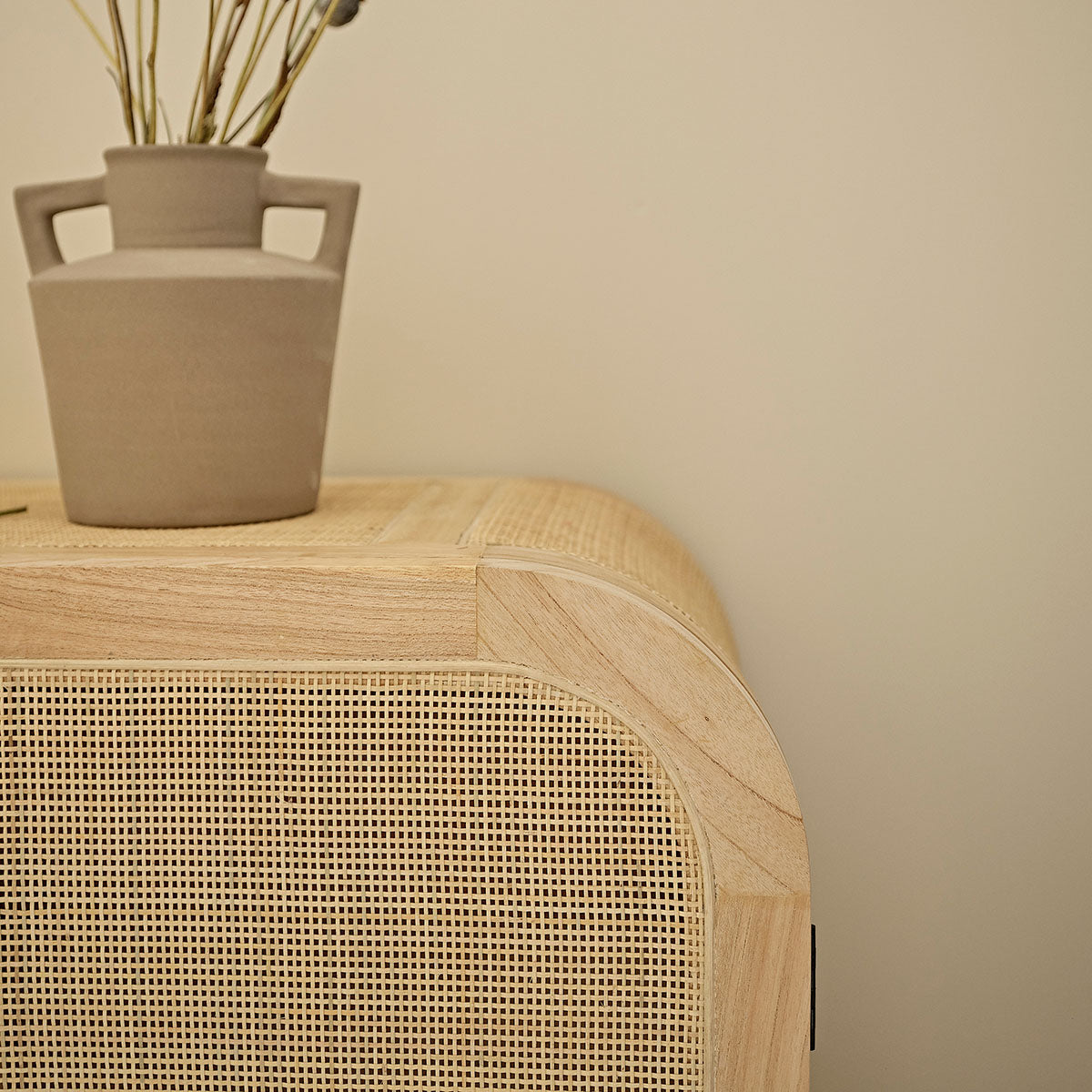 MAËL - Aparador de mindi macizo y rejilla 190 cm