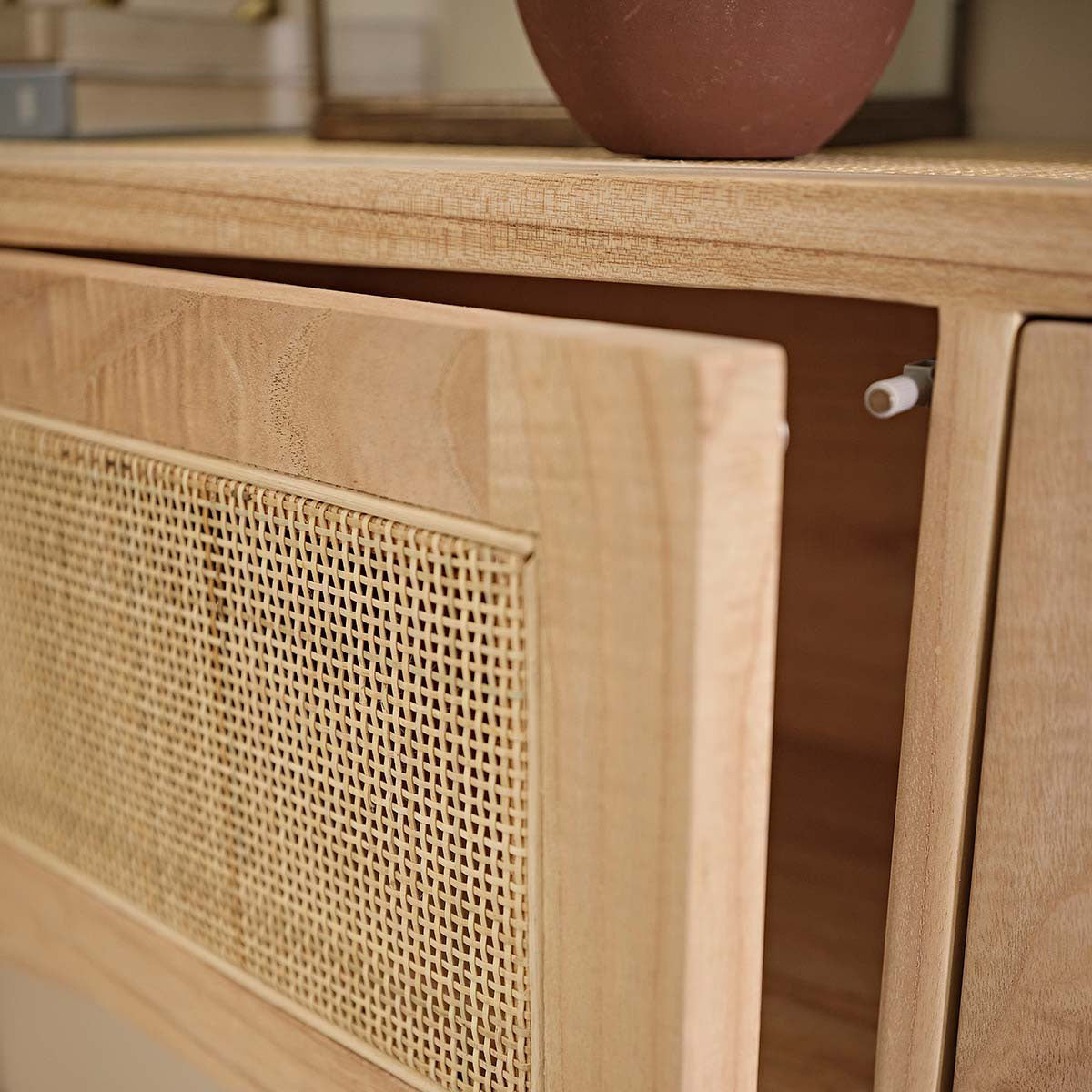 MAËL - Consola de mindi macizo y rejilla 140 cm