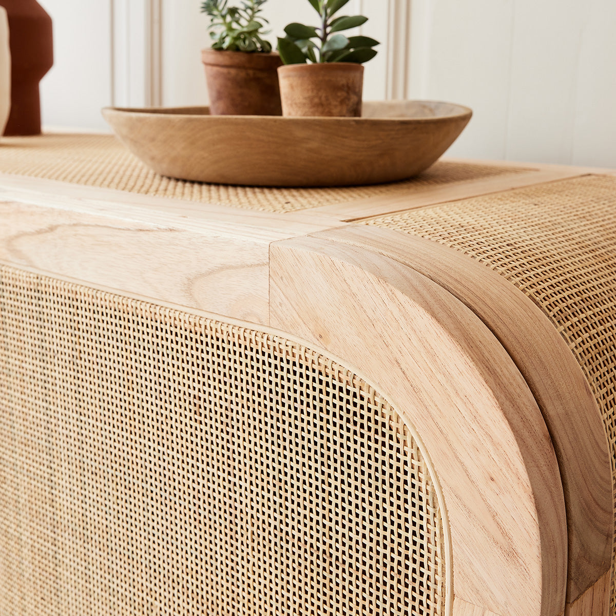 MAËL - Aparador de mindi macizo y rejilla 150 cm