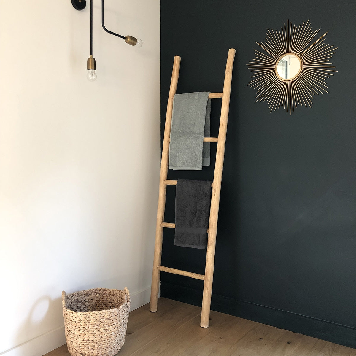 CLARA - Toallero escalera de teca maciza 170 cm