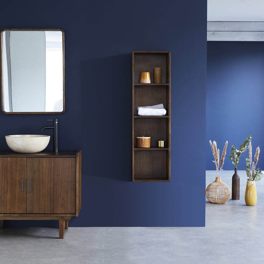 VINTAGE - Columna de baño de mindi macizo suspendida 120 cm