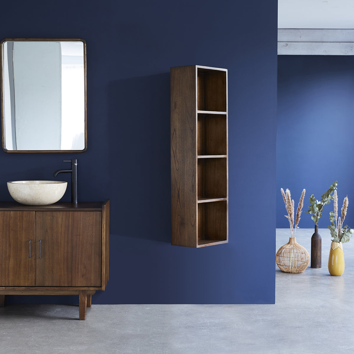 VINTAGE - Columna de baño de mindi macizo suspendida 120 cm