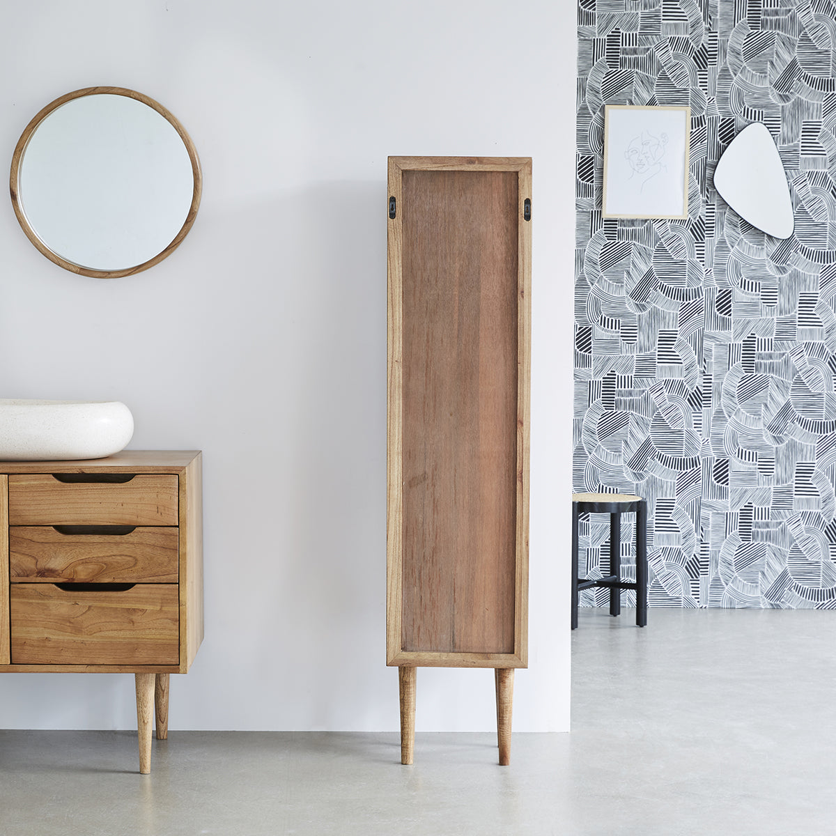 HANA - Columna de baño de mindi macizo y rejilla 150 cm