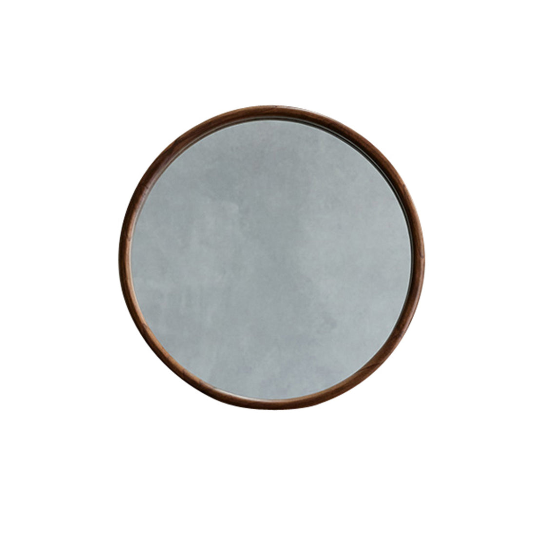 TRINIDAD - Espejo redondo de mindi macizo acabado nogal Ø50 cm