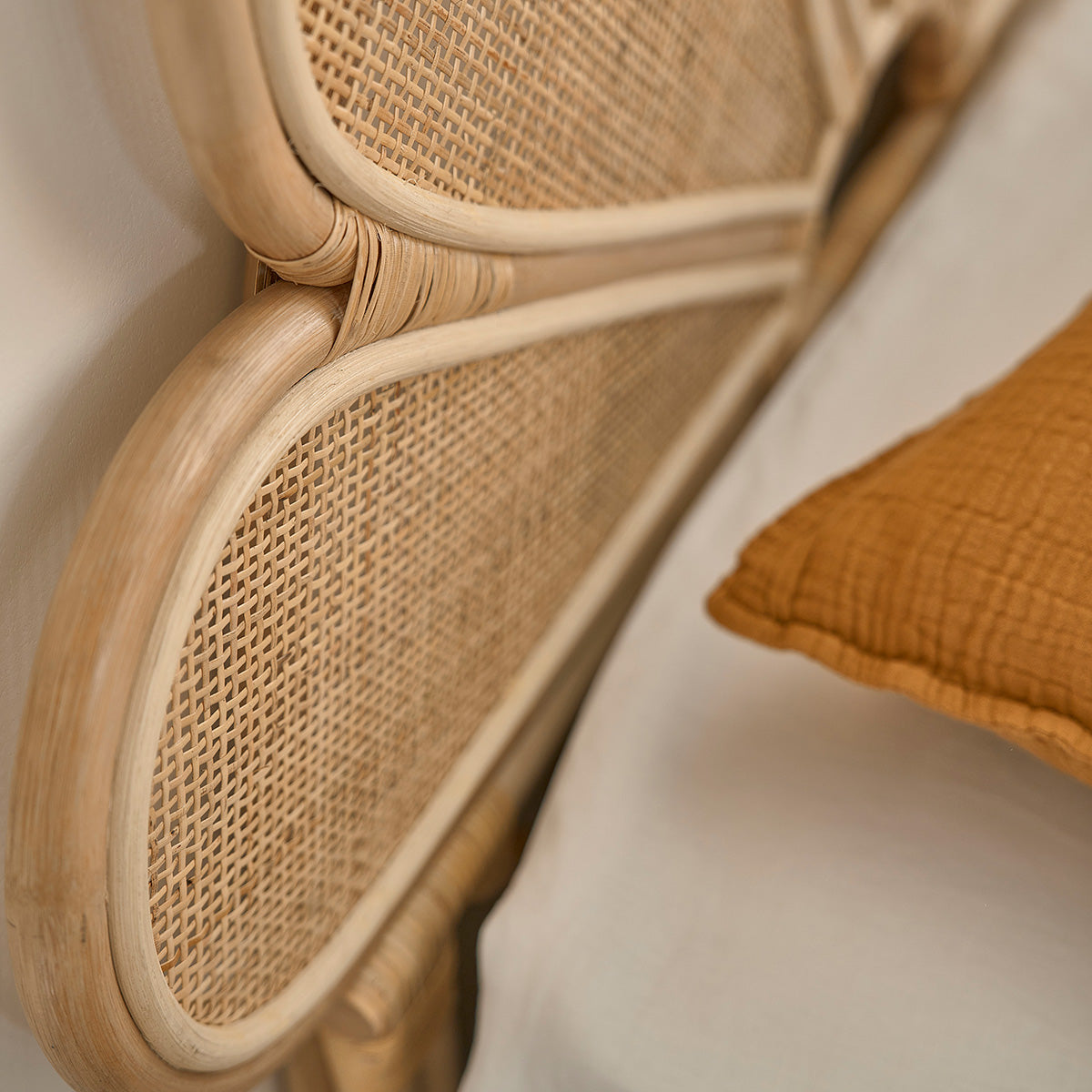 ROMY - Cabecero de ratán y rejilla de 90 cm