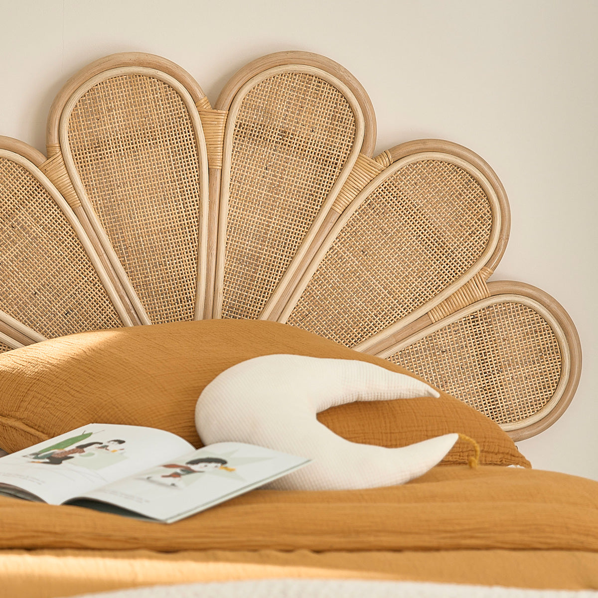 ROMY - Cabecero de ratán y rejilla de 90 cm