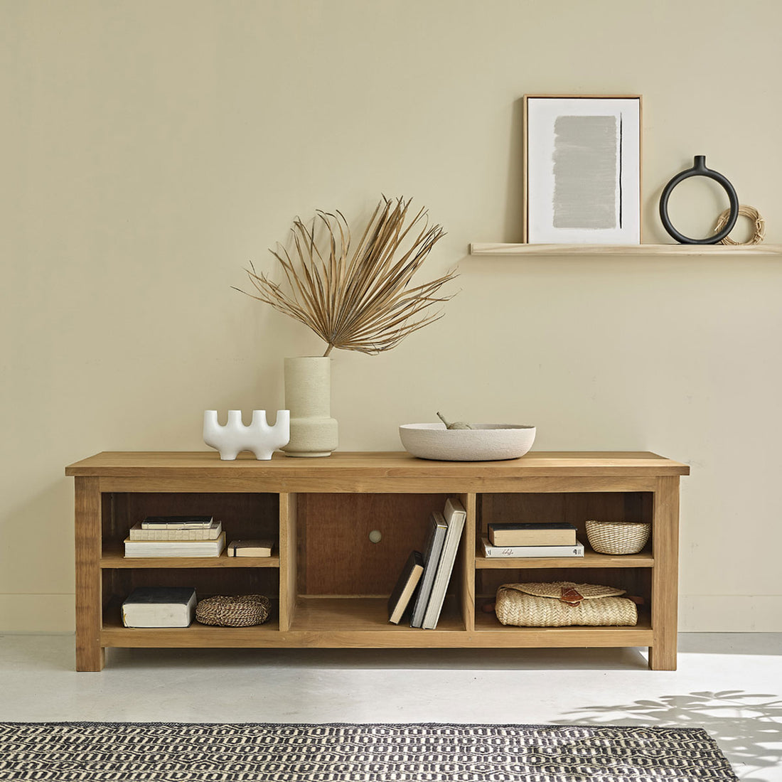 BOSTON - Mueble de TV de teca maciza de 150 cm