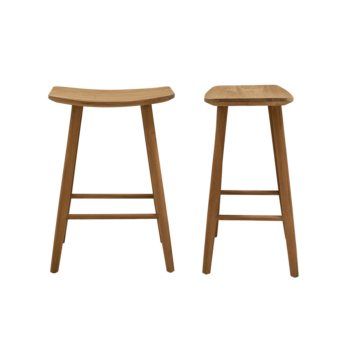 AMBRE - Juego de 2 taburetes de teca maciza de 65 cm