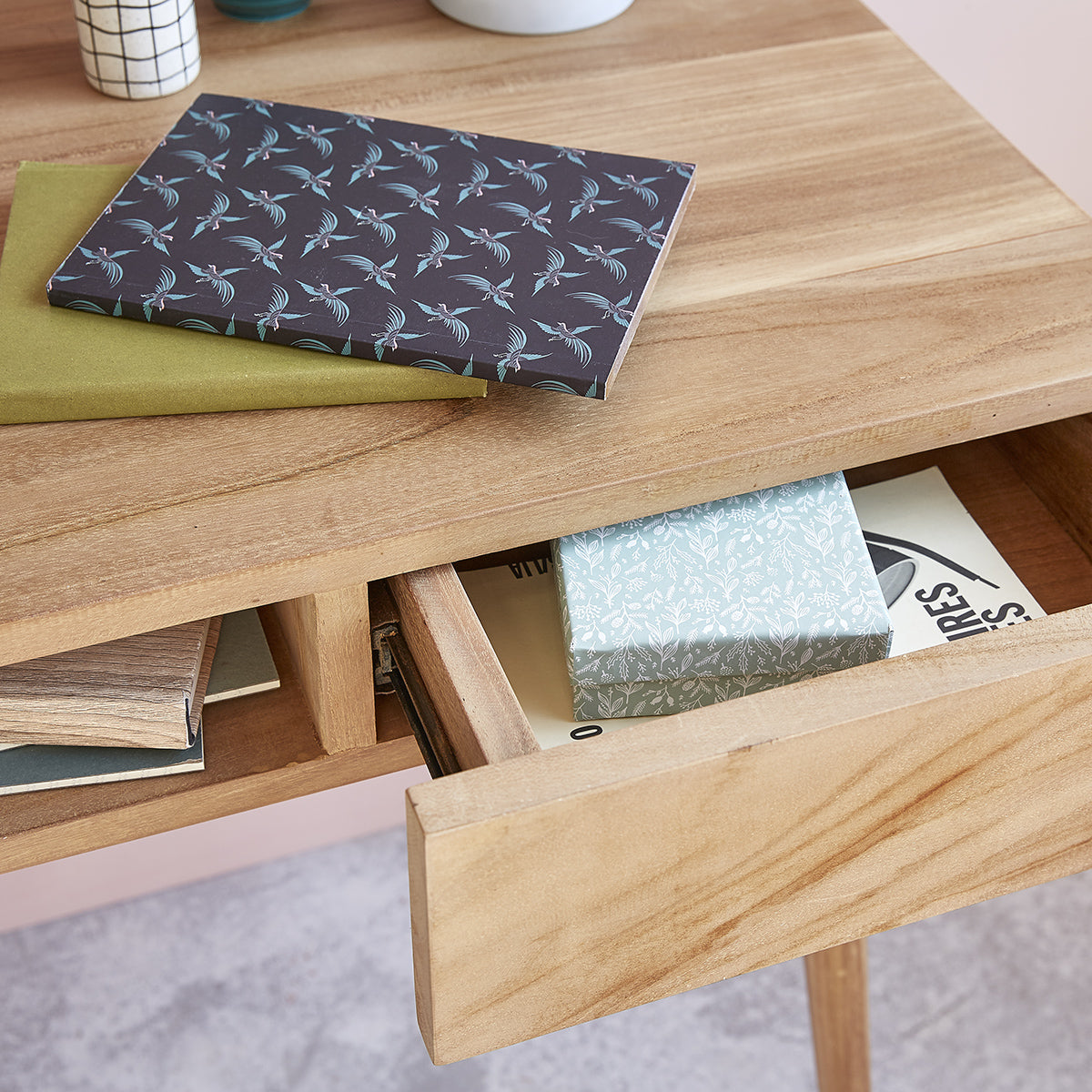 ISAURE - Escritorio de teca maciza de 120 cm