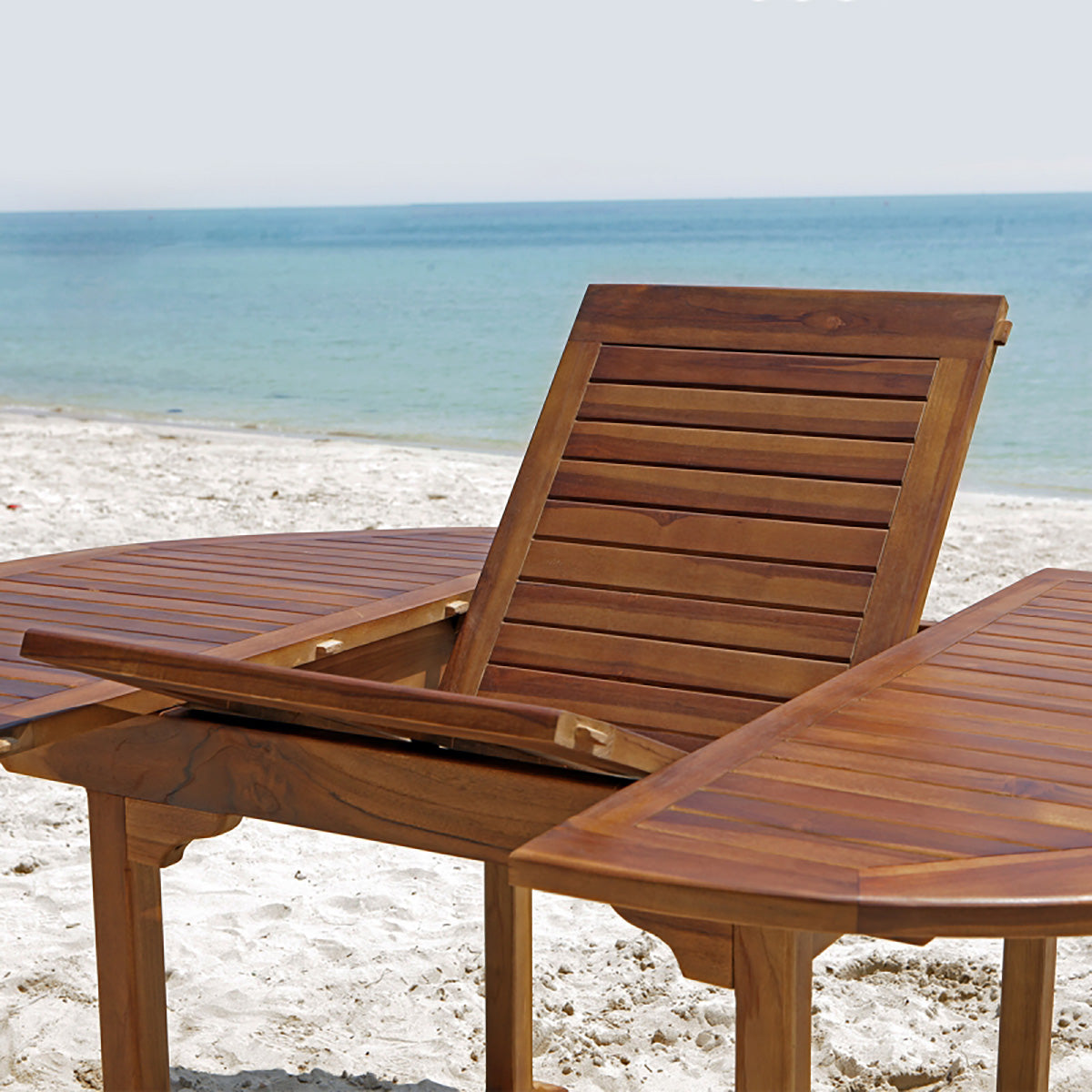 BALI - Salón de exterior extensible de teca maciza aceitada para 6/8 pers.