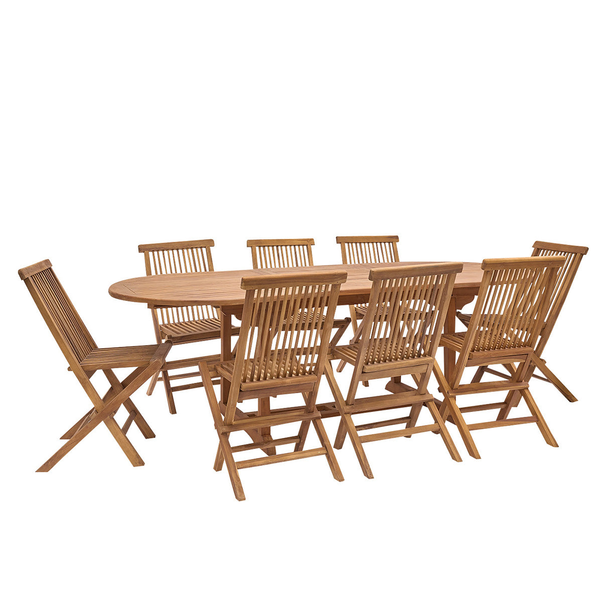 BALI - Salón de exterior extensible de teca maciza aceitada para 8/10 pers.