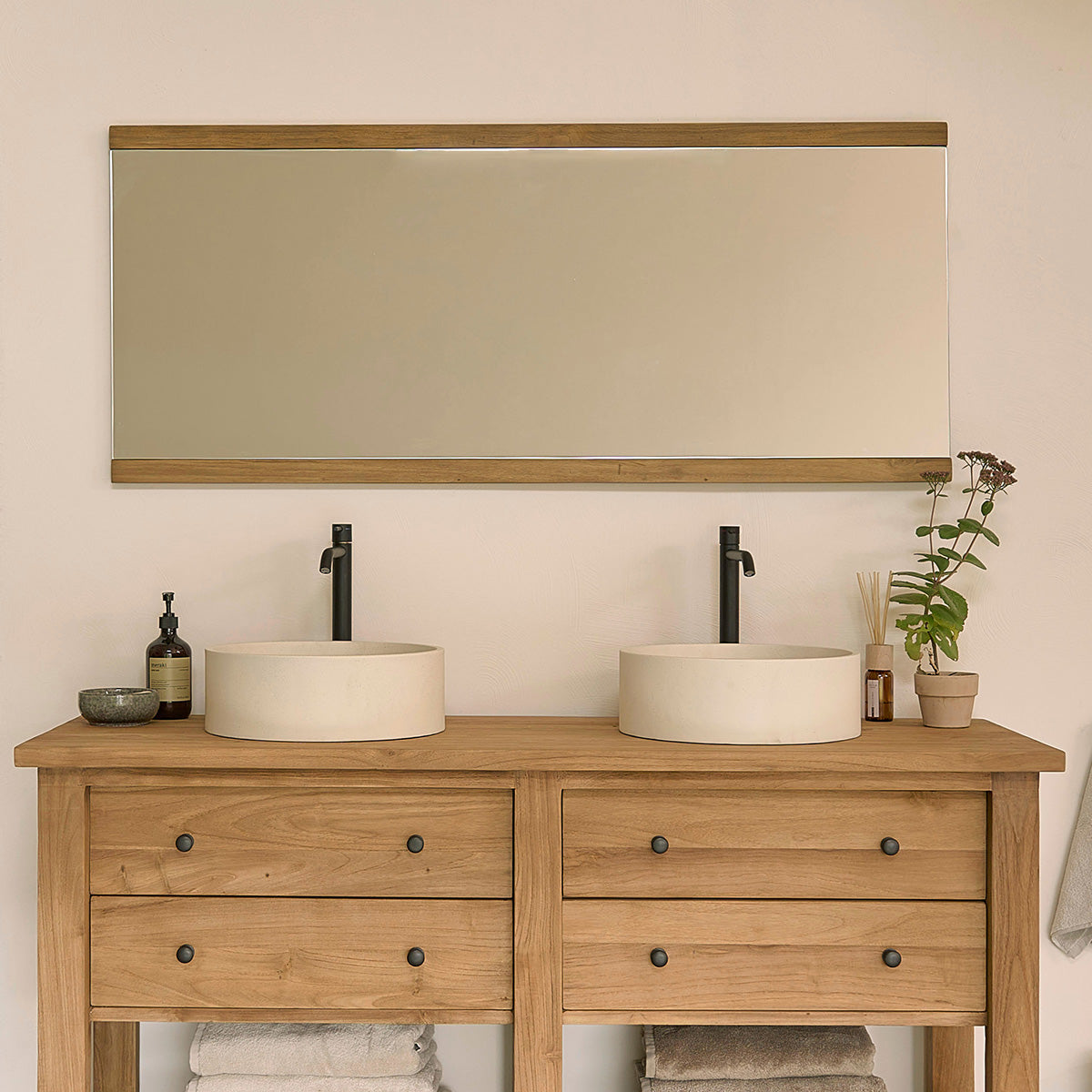 NAHELE - Espejo de teca maciza reciclada 140x60 cm