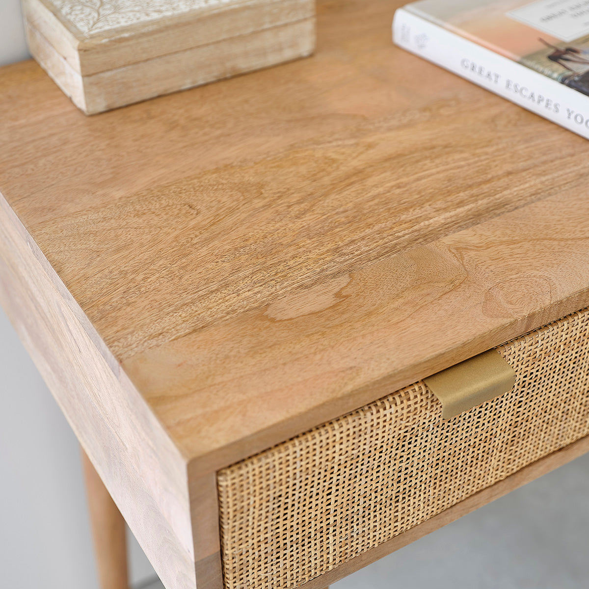 FELICIE - Escritorio de mango macizo y rejilla 120 cm