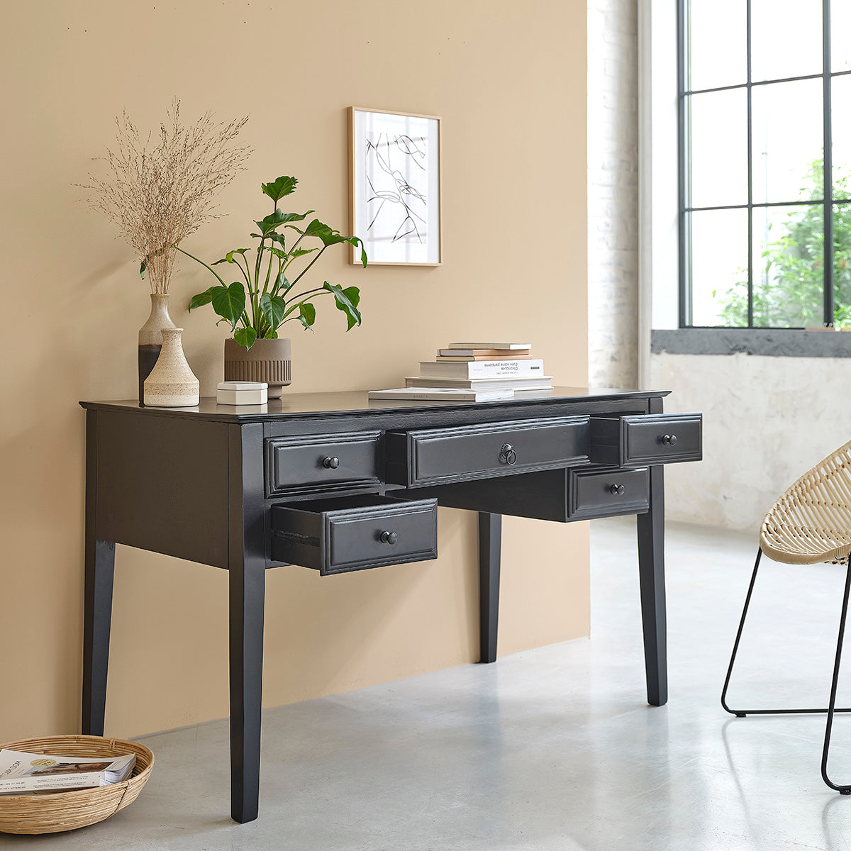 SOHO - Escritorio de mango macizo de 130 cm