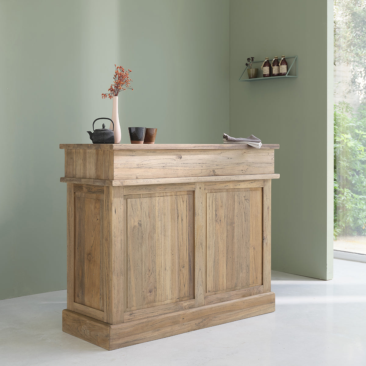 CARGO - Barra de bar de teca maciza reciclada 120