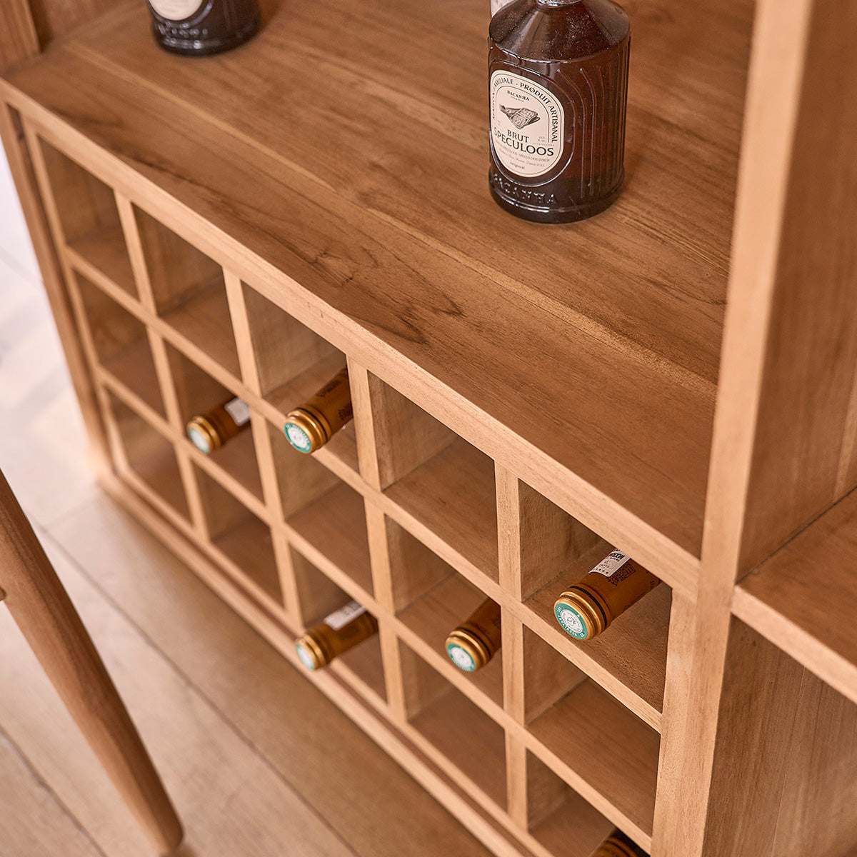 COLINE - Barra de bar teca maciza de 140 cm