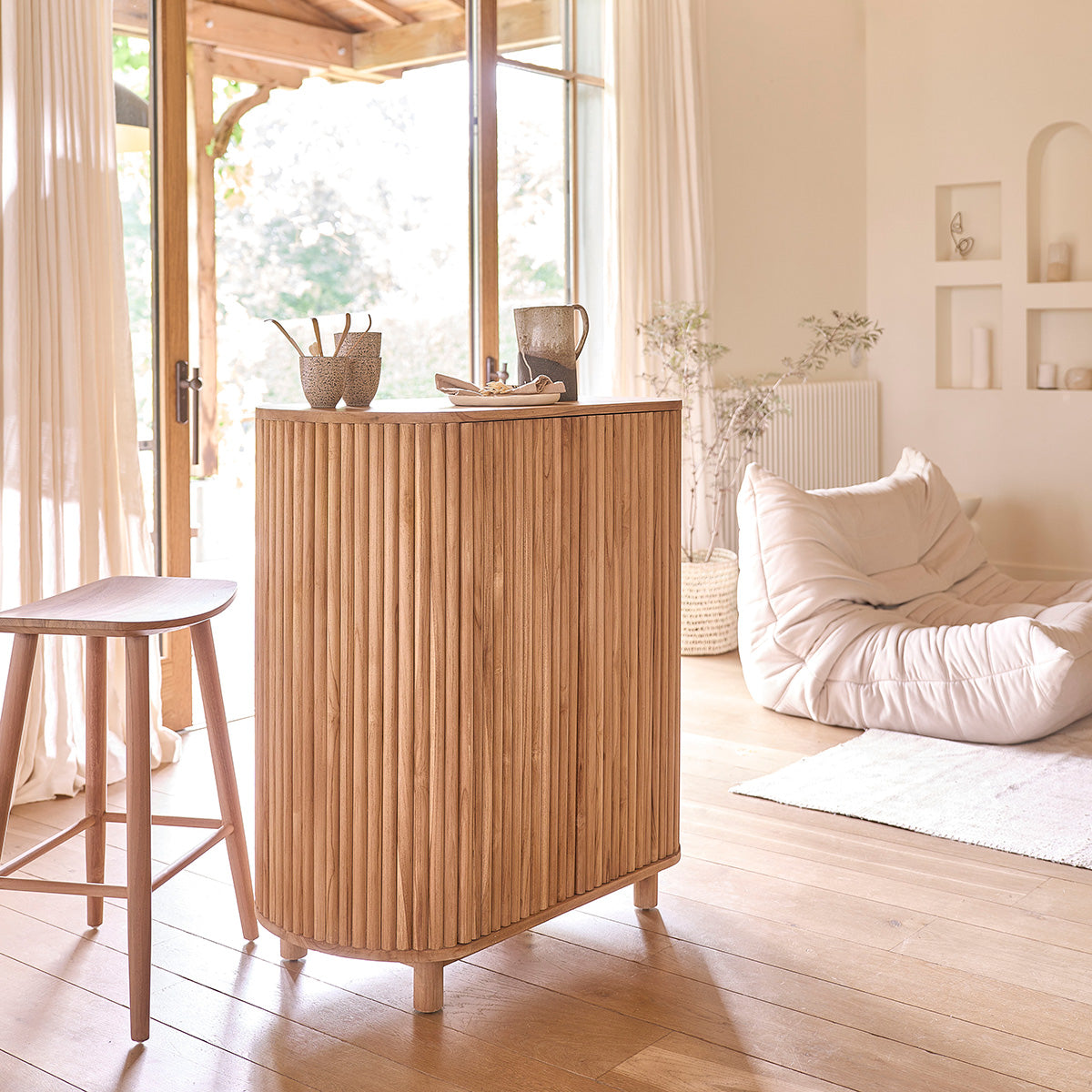 COLINE - Aparador de teca maciza 90 cm