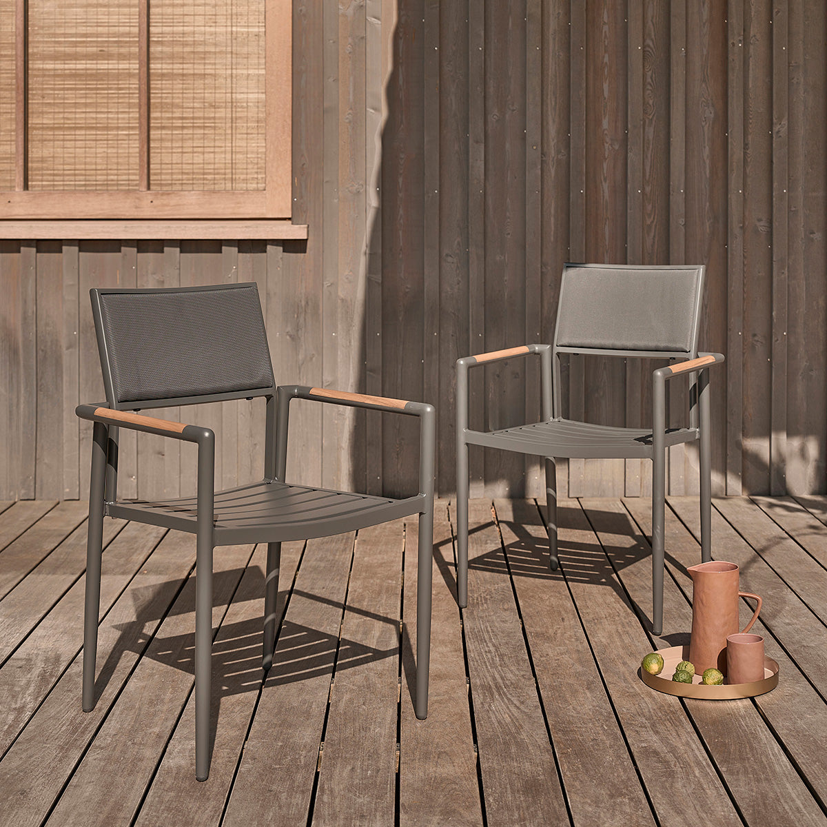 SIENA - Sillón de jardín de teca maciza y aluminio (lote de 2)