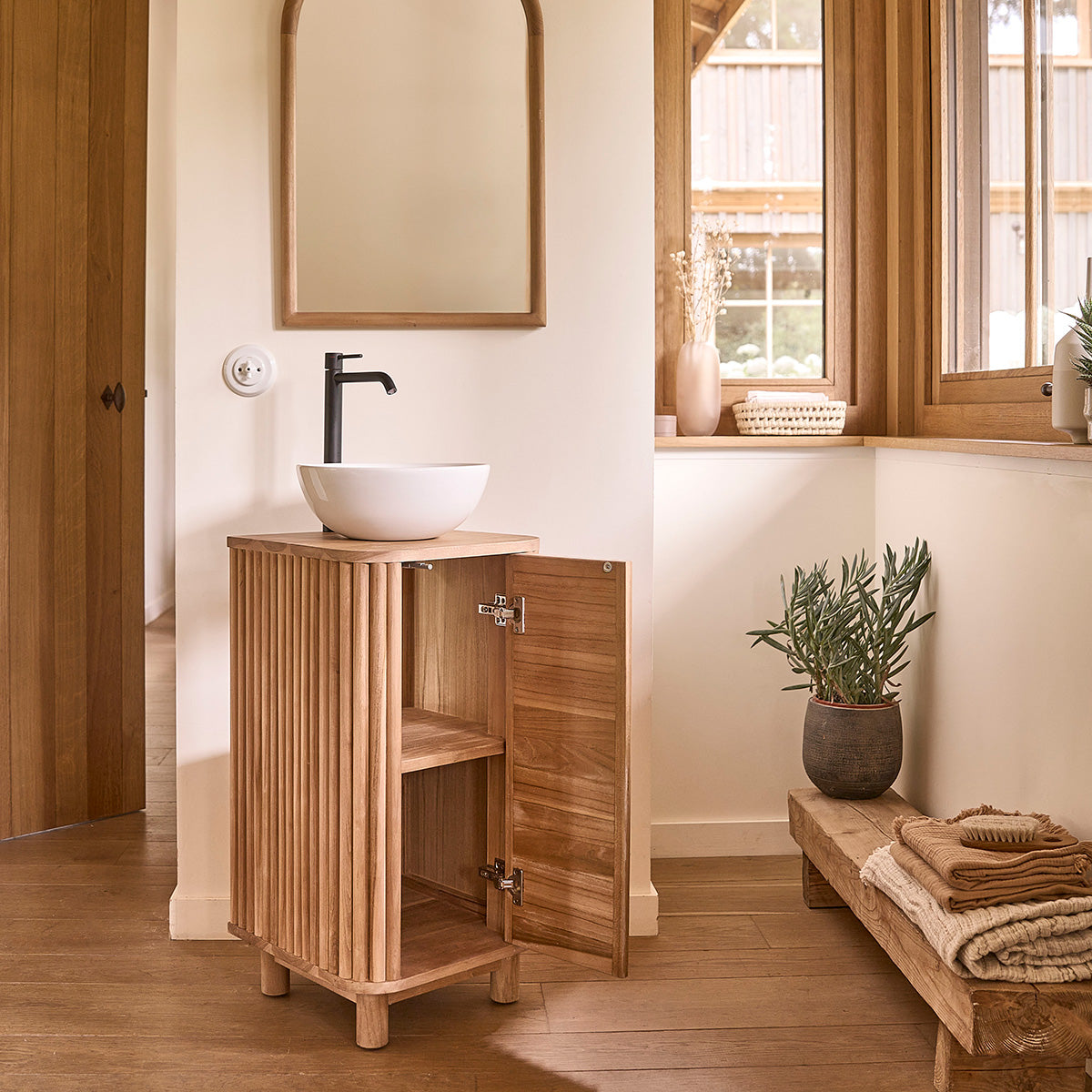 COLINE - Mueble de lavabo de teca maciza de 40 cm