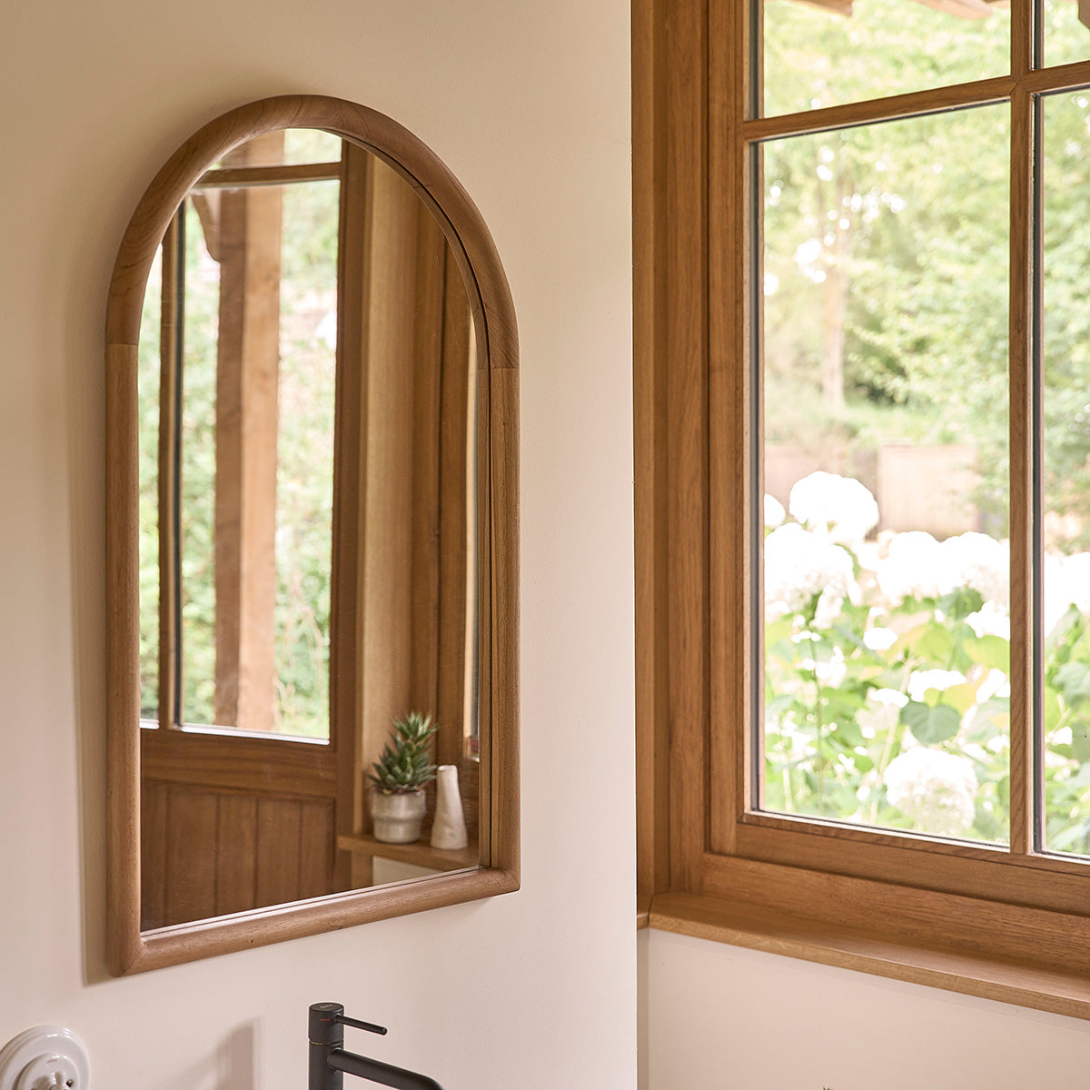 COLINE - Espejo de teca maciza 80x50 cm