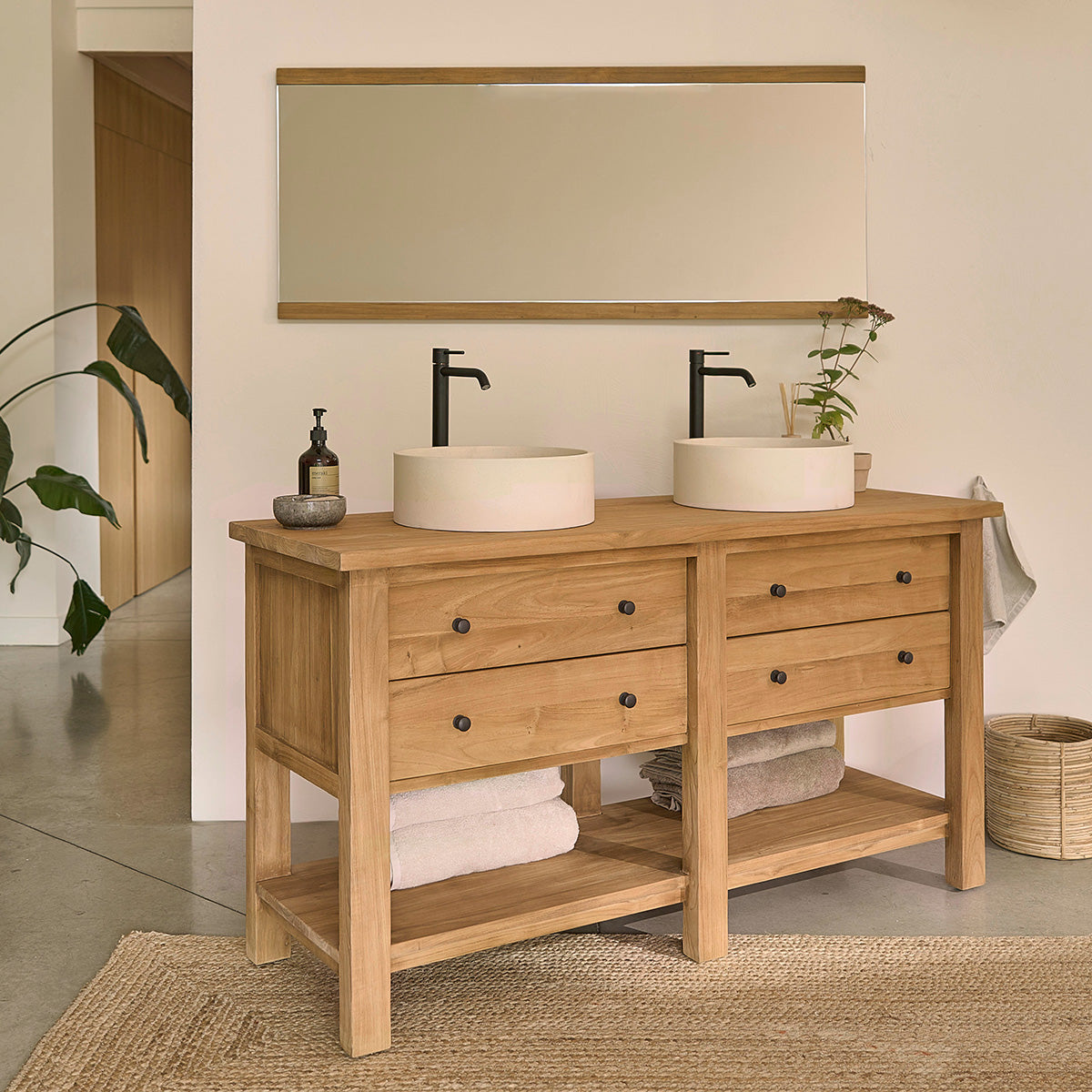 NAHELE - Mueble de baño de teca maciza 150 cm