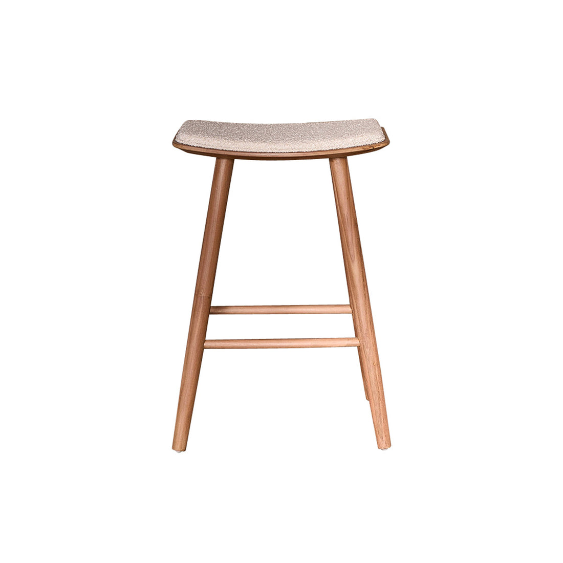 AMBRE - Taburete de teca maciza, asiento de bouclette 65 cm