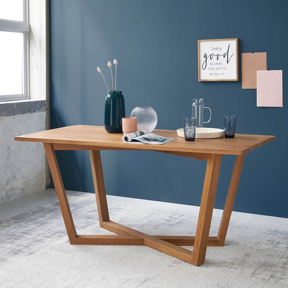 TRISTAN - Mesa de teca maciza para 6 pers.