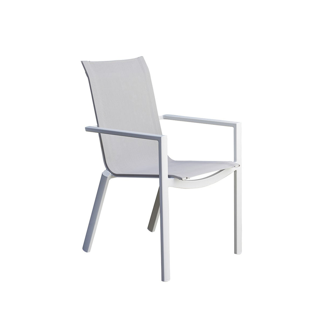 TULUM - Sillón de exterior de aluminio blanco y textileno gris