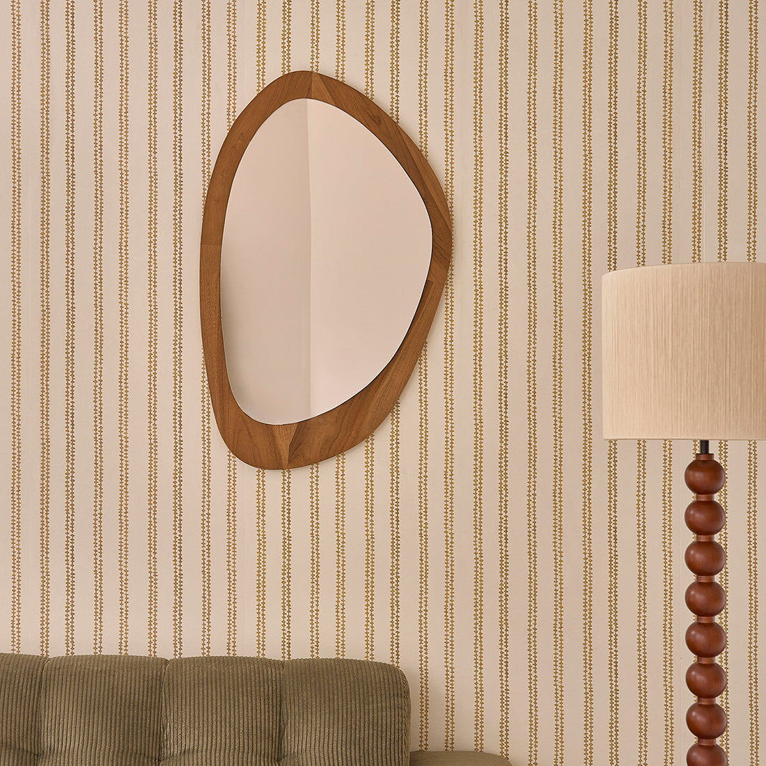 ADELE - Espejo orgánico de madera de teca 90x60 cm