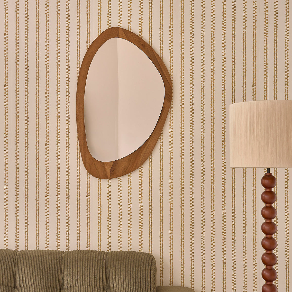 ADELE - Espejo orgánico de madera de teca 90x60 cm