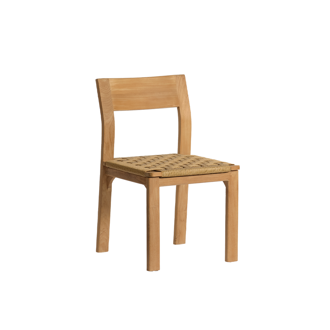 PIANA - Silla de jardín de teca maciza y ratán