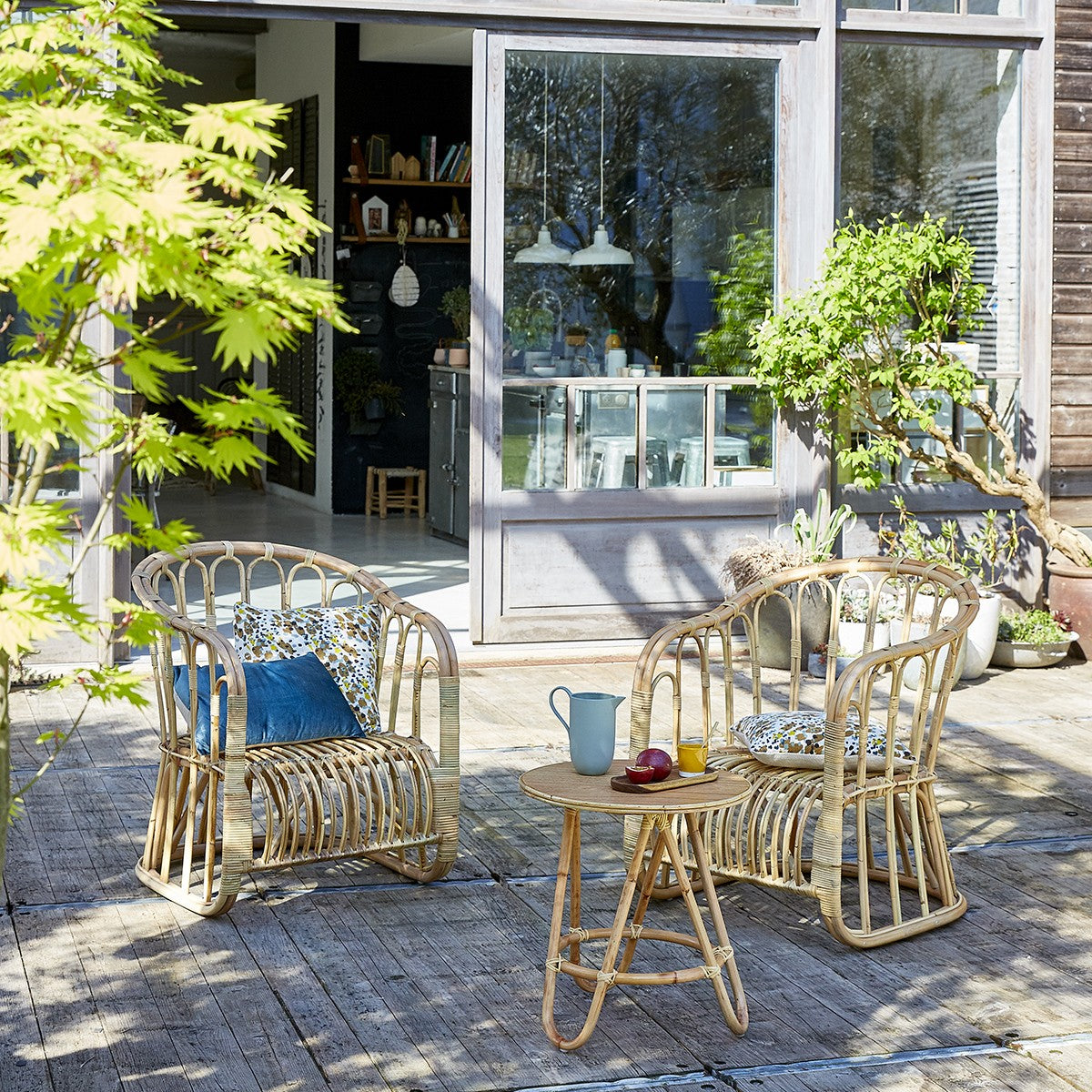 PAOLA - Lote de 2 sillones de ratán confort