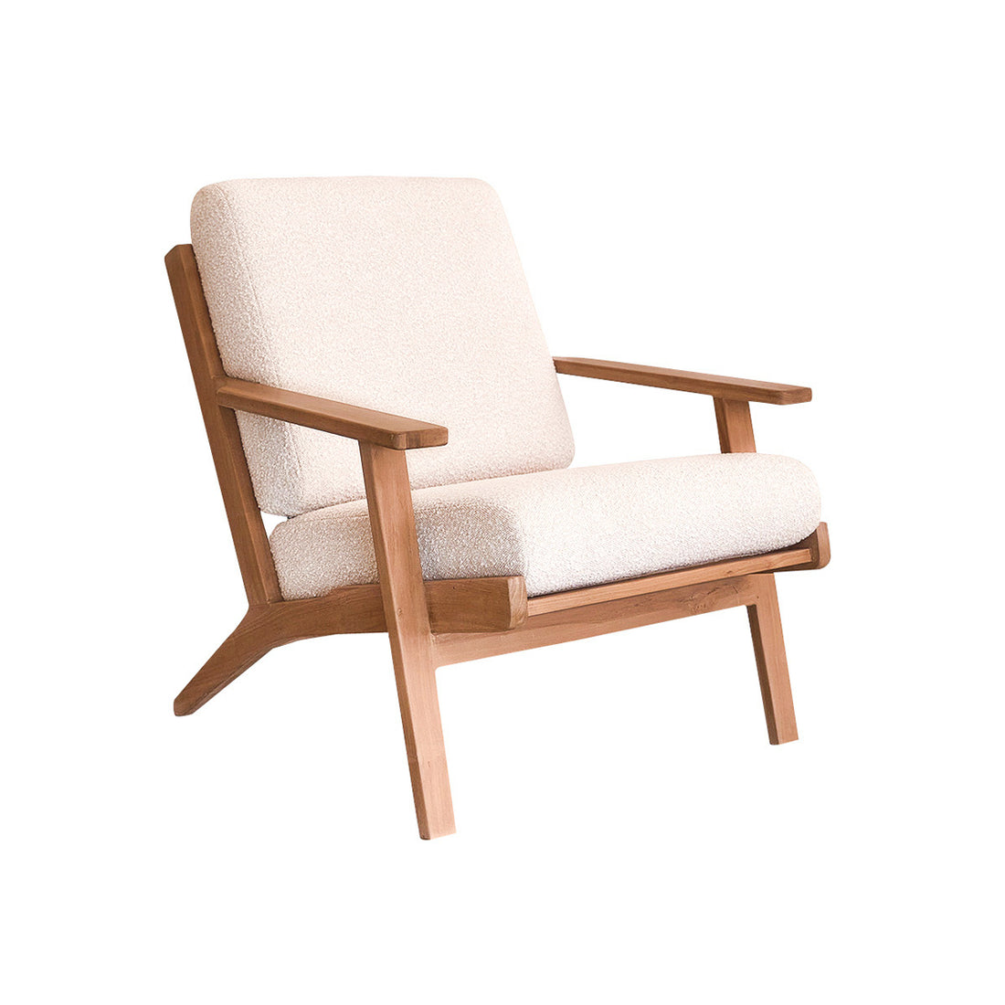 SERENE - Sillón de teca maciza y tejido bouclette