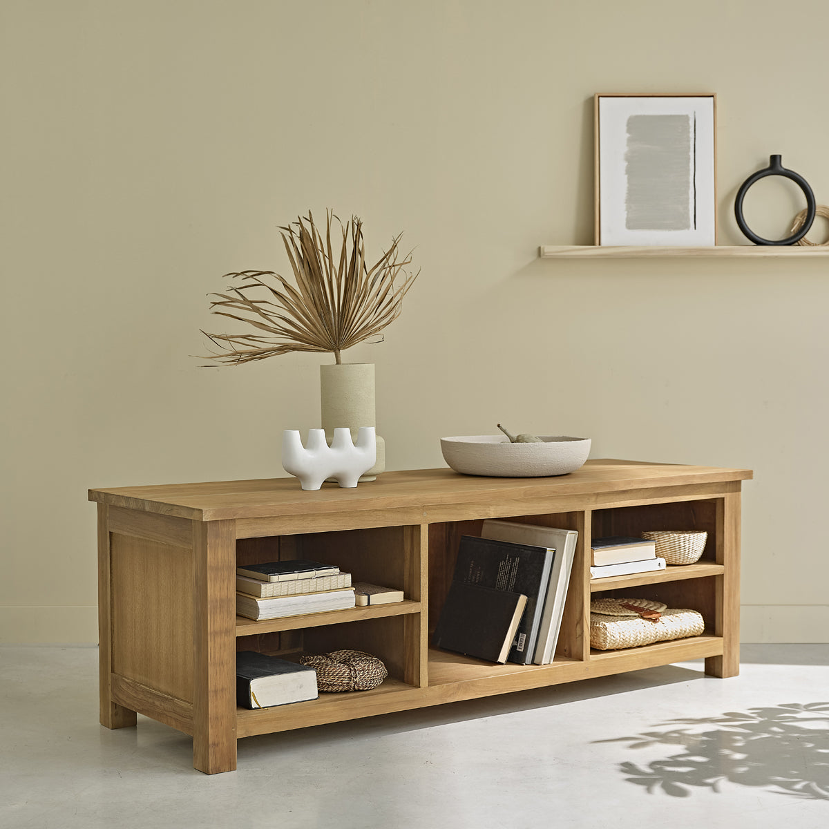 BOSTON - Mueble de TV de teca maciza de 150 cm