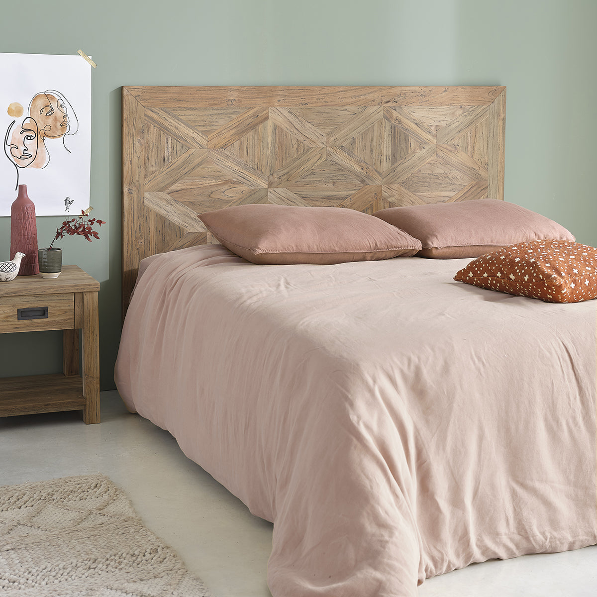 CARGO - Cabecero de teca maciza reciclada de 160 cm