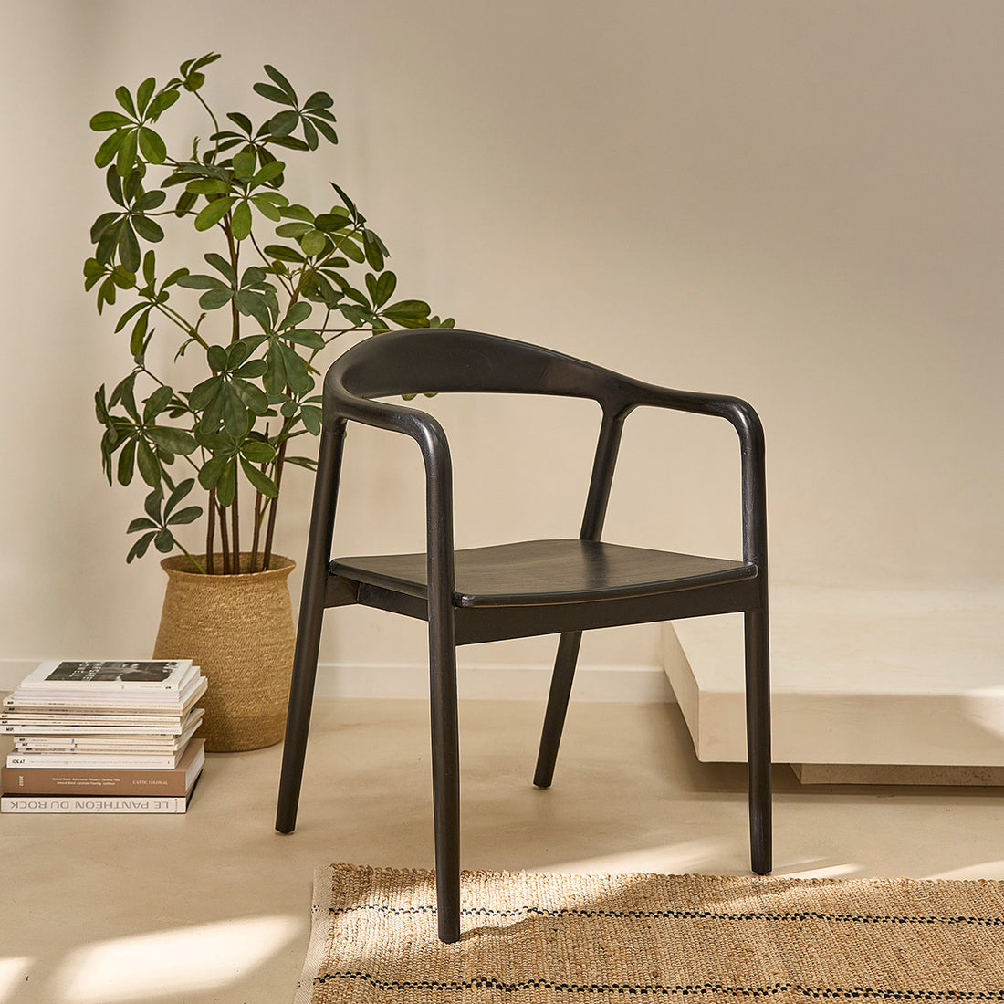 AMBRE - Silla de teca maciza negra