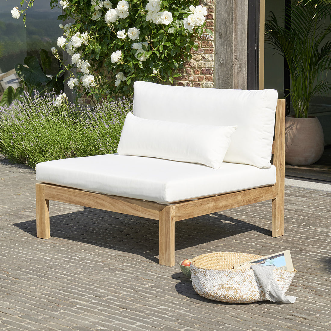 PALMA - Sillón de exterior blanco de teca maciza P