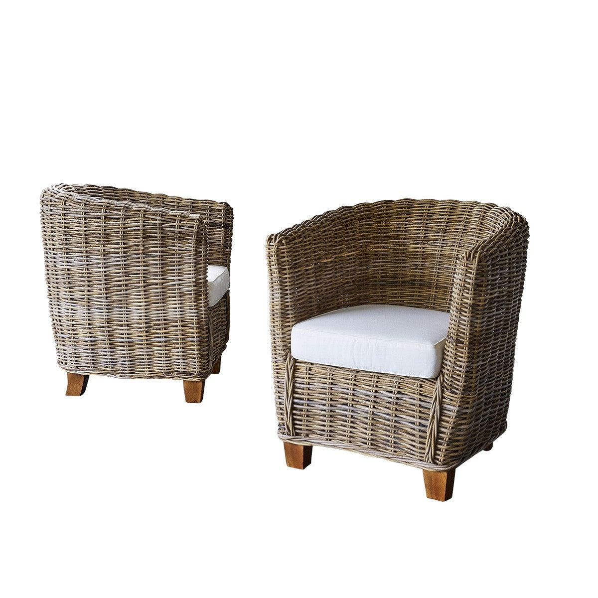 MUSA - Sillón de jardín de kubu natural (lote de 2)