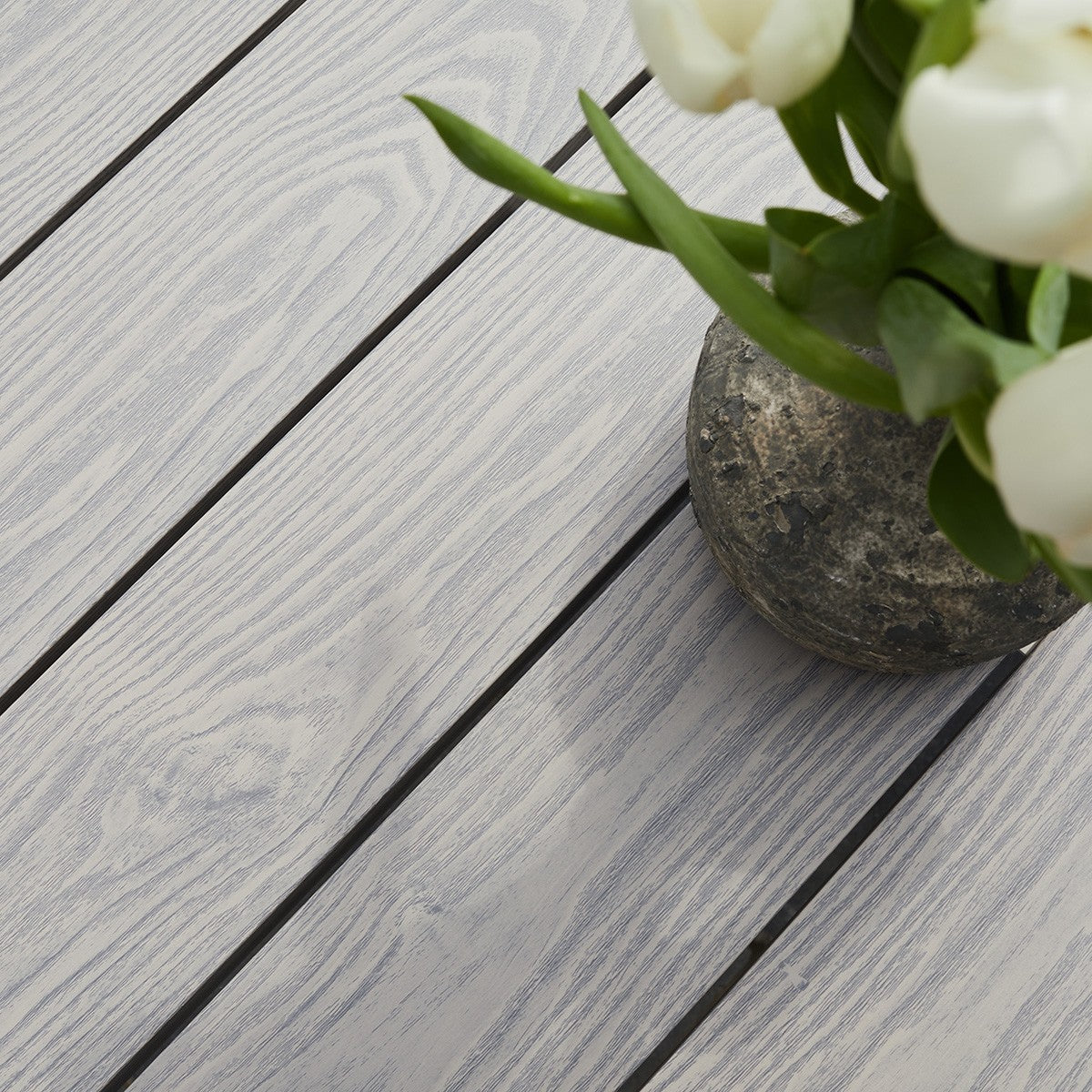 TAMPA - Salón de exterior de aluminio blanco y textileno gris para 8 pers.