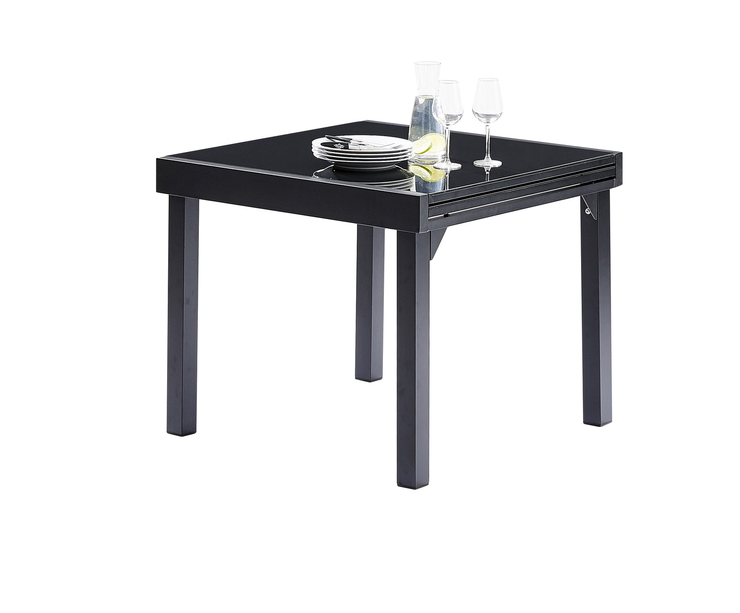 MODULO - Mesa de exterior extensible de aluminio negro para 4/8 pers.