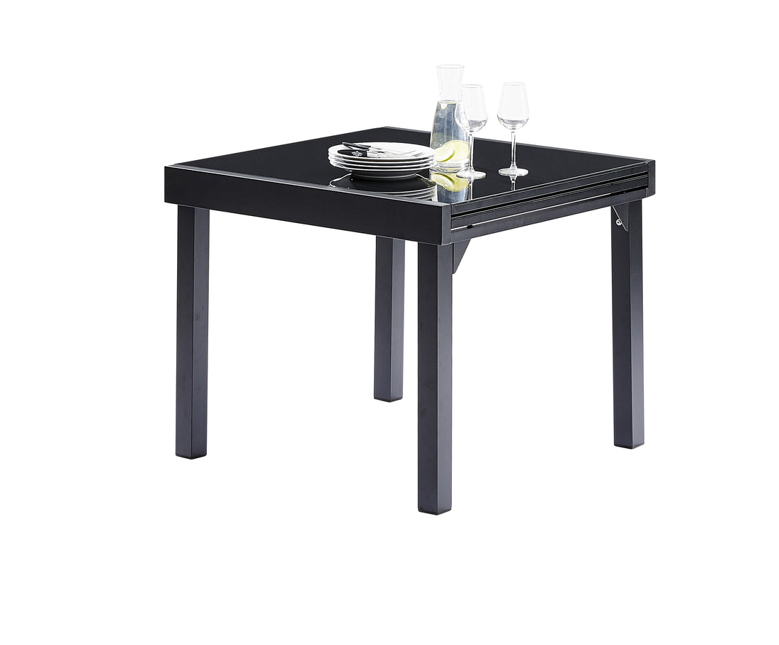 MODULO - Mesa de exterior extensible de aluminio negro para 4/8 pers.