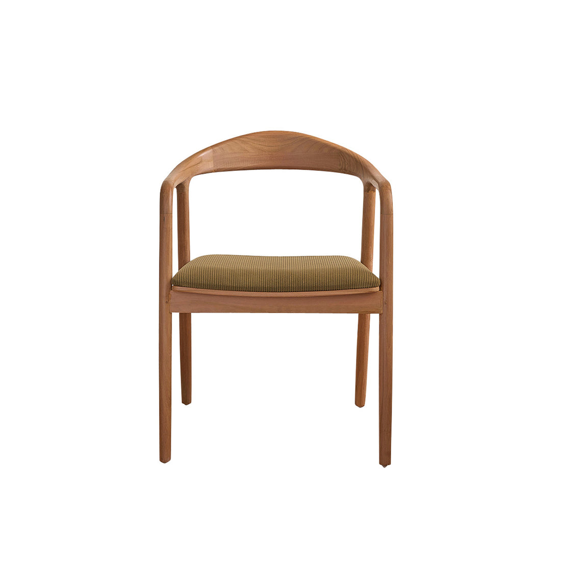 AMBRE - Silla de teca maciza con asiento de terciopelo acanalado caqui